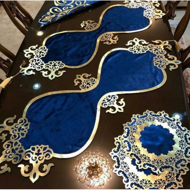 LÜX KADİFE SUNİ VARAKLI DERİLİ 4 LÜ RUNNER SET 100X33 CM LÜX KADİFE SUNİ VARAKLI DERİLİ 4 LÜ RUNNER SET 100X33 CM