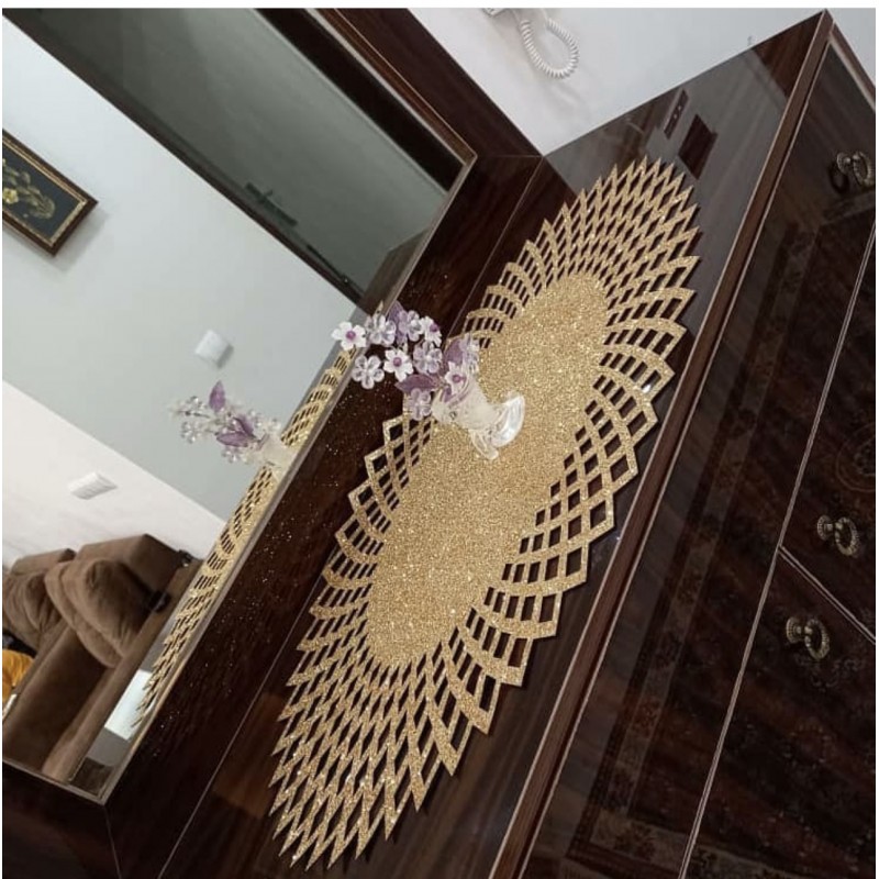 LÜX SİMLİ VARAKLI  DERİLİ ZİGON RUNNER 70X70 CM