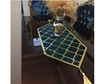 LÜX PETEK KADİFE SUNİ VARAKLI  DERİLİ RUNNER 100X33 CM