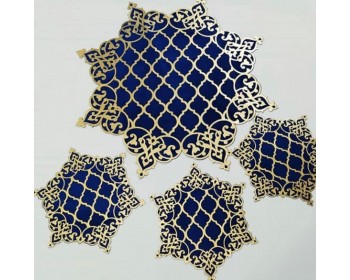 LÜX KADİFE SUNİ VARAK DERİLİ 4LÜ SET RUNNER 80x80 CM