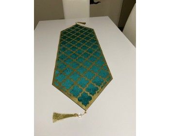 LÜX PETEK KADİFE SUNİ VARAKLI  DERİLİ RUNNER 100X33 CM