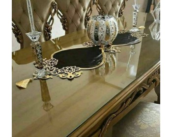 LÜX KADİFE SUNİ VARAKLI DERİLİ OSMANLI RUNNER 100X33 CM