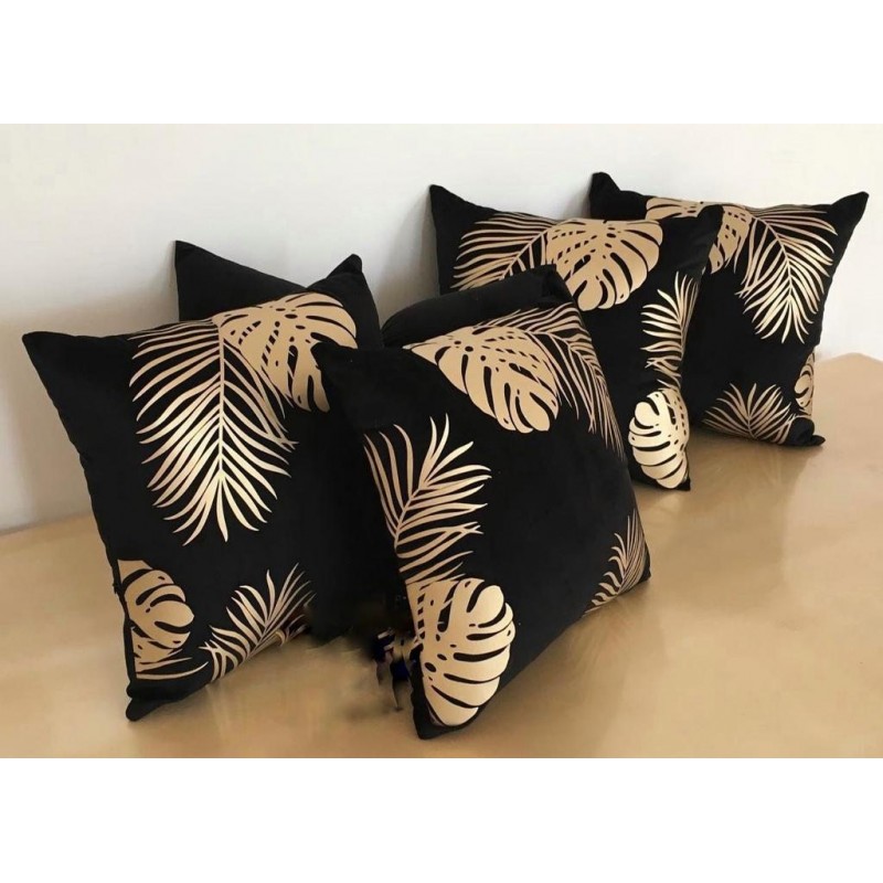 LUXURY DECORATIVE 6 PIECE SET LEATHER AND VELVET CUSHION COVER AND RUNNER