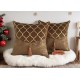 LUXURY DECORATIVE LEATHER AND VELVET 45X45 CUSHION COVER