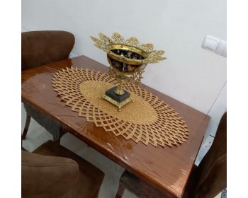 LÜX SİMLİ VARAKLI  DERİLİ ZİGON RUNNER 70X70 CM