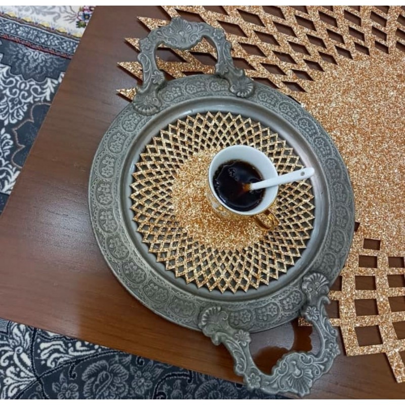 LÜX SİMLİ VARAKLI DERİLİ ZİGON RUNNER 70X70 CM LÜX SİMLİ VARAKLI DERİLİ ZİGON RUNNER 70X70 CM