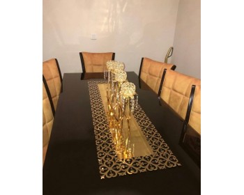 LÜX AYNALI SUNİ GOLD DERİ RUNNER 100X33 CM