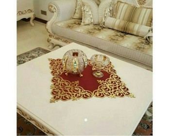 LÜX KADİFE SUNİ VARAK DERİLİ 4LÜ SET RUNNER 80x80 CM