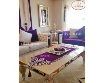 LÜX OSMANLI KADİFE SUNİ VARAKLI  DERİLİ RUNNER 100X33 CM