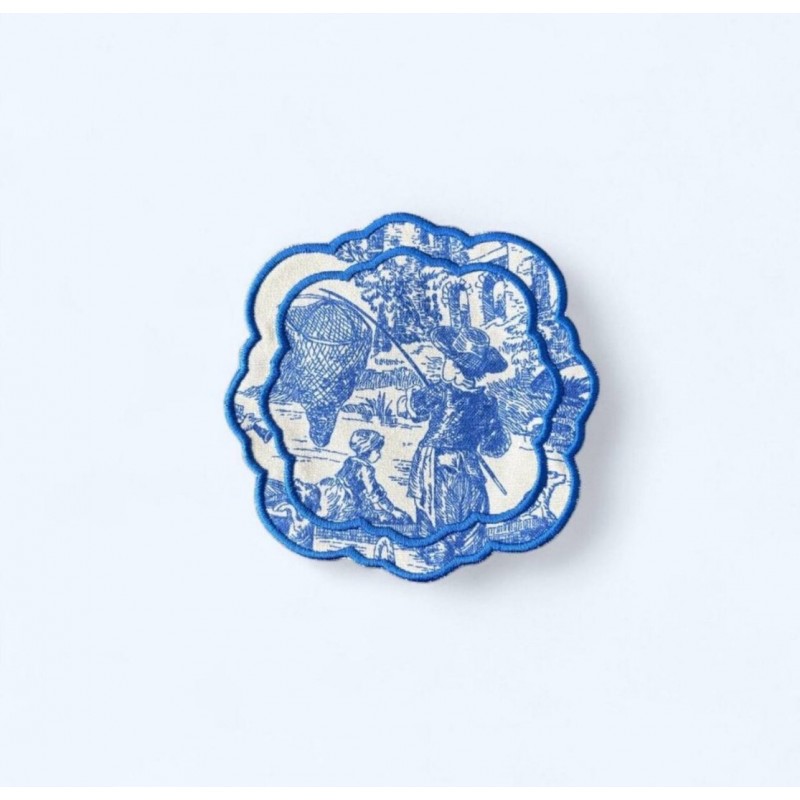 Kahve Sunum Peçetesi Fransız Mutfağı Nakışlı Yanı 6lı Su İtici Kumaş Sunum Peçetesi Kokteyl