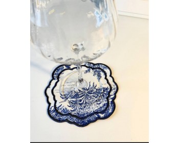 Kahve Sunum Peçetesi Fransız Mutfağı Nakışlı Yanı 6lı Su İtici Kumaş Sunum Peçetesi Kokteyl