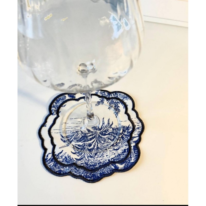 Kahve Sunum Peçetesi Fransız Mutfağı Nakışlı Yanı 6lı Su İtici Kumaş Sunum Peçetesi Kokteyl