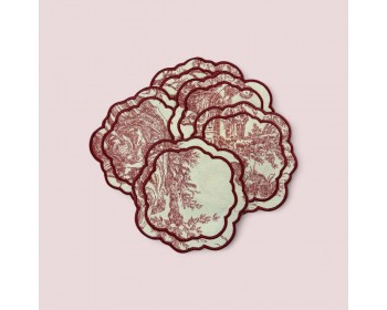 Kahve Sunum Peçetesi Fransız Mutfağı Nakışlı Yanı 6lı Su İtici Kumaş Sunum Peçetesi Kokteyl